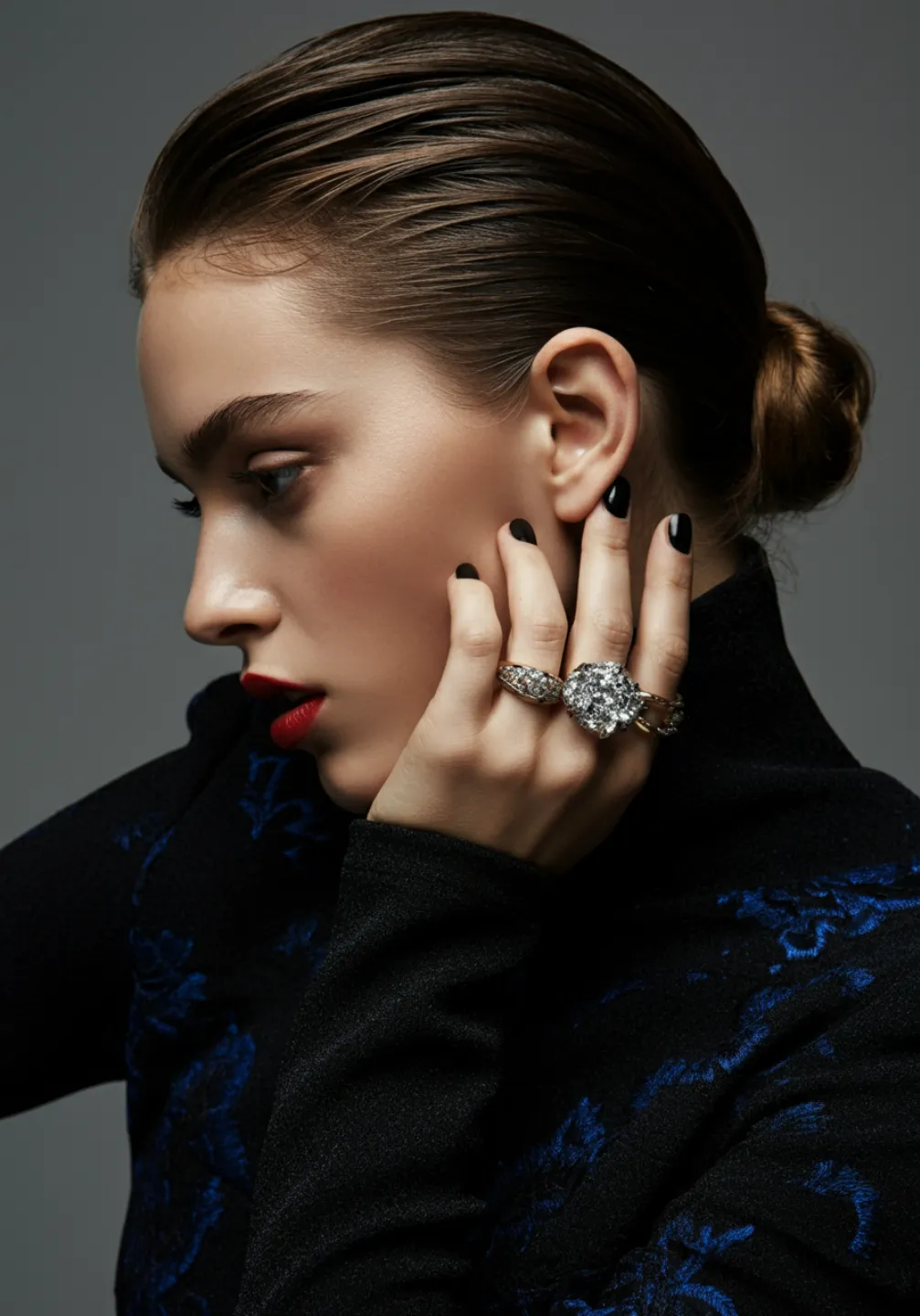 woman with grey background