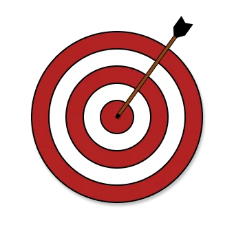 2d illustration of a bullseye with an arrow in it