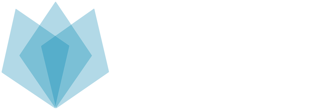 Blue geometric flower logo beside the text Perennial Favorites in white.