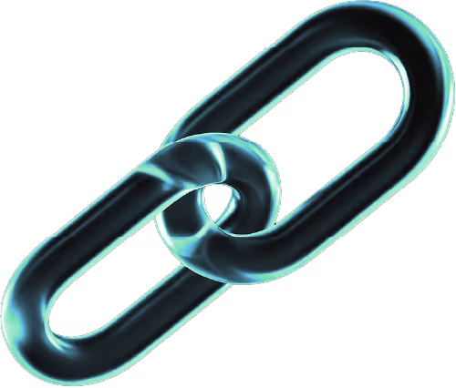 Chain links icon made of luminescent glass