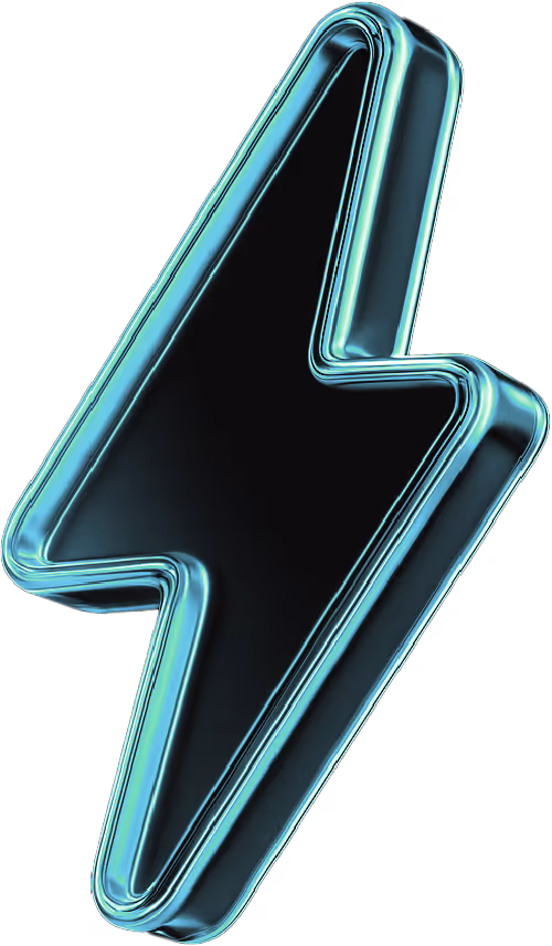 Lightning bolt icon made of luminescent glass