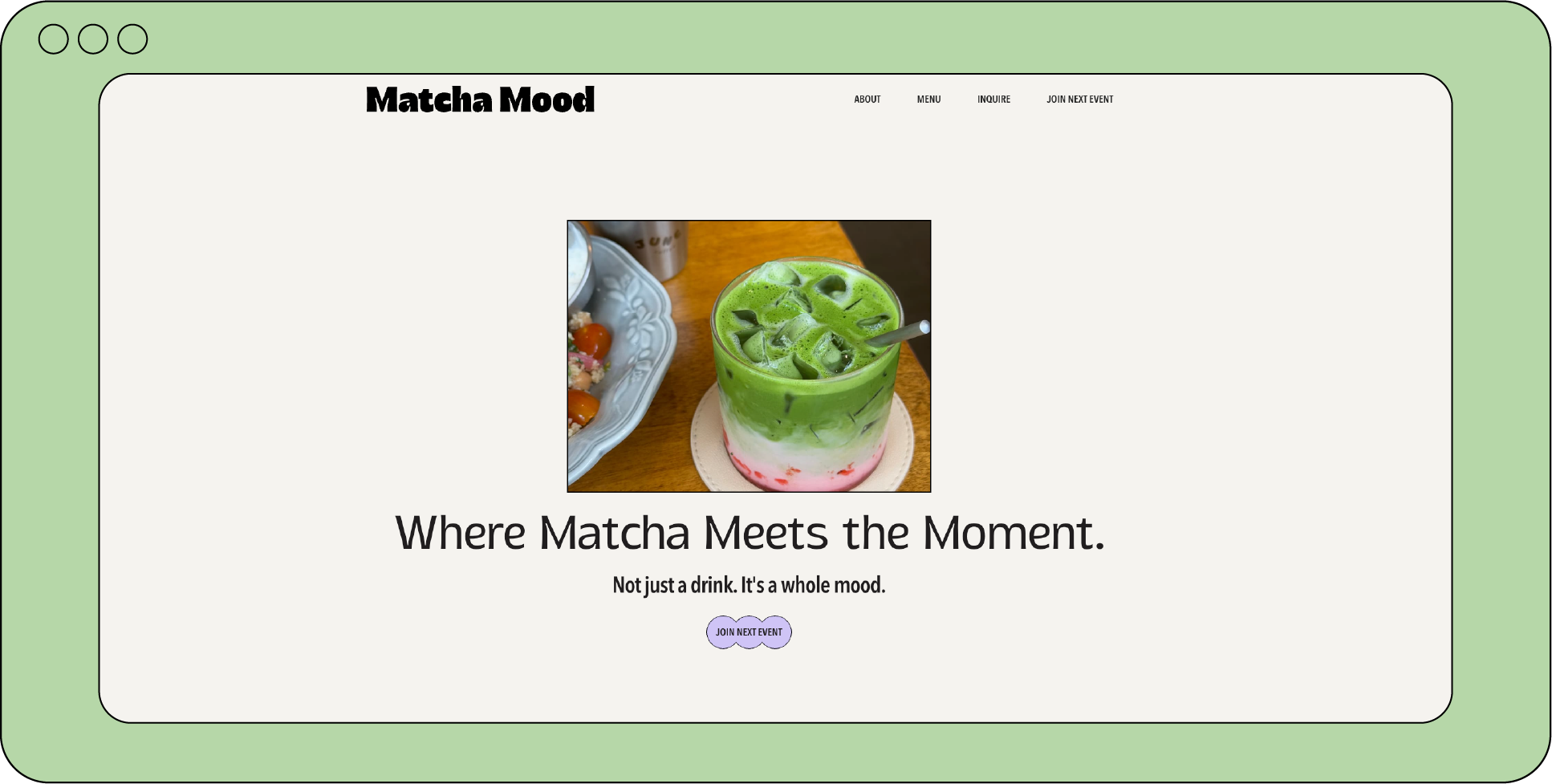 Screenshot of Matcha Mood hero section