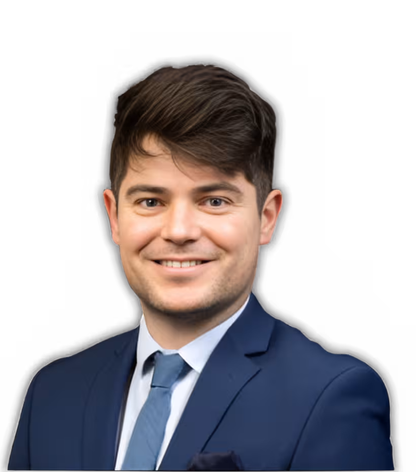 Portrait of Sean Molloy in a blue suit