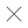 Black close icon with an X shape on a transparent background.