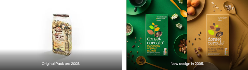Dorset cereals packaging design change 2005