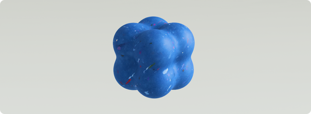 A blue recycled plastic polymer