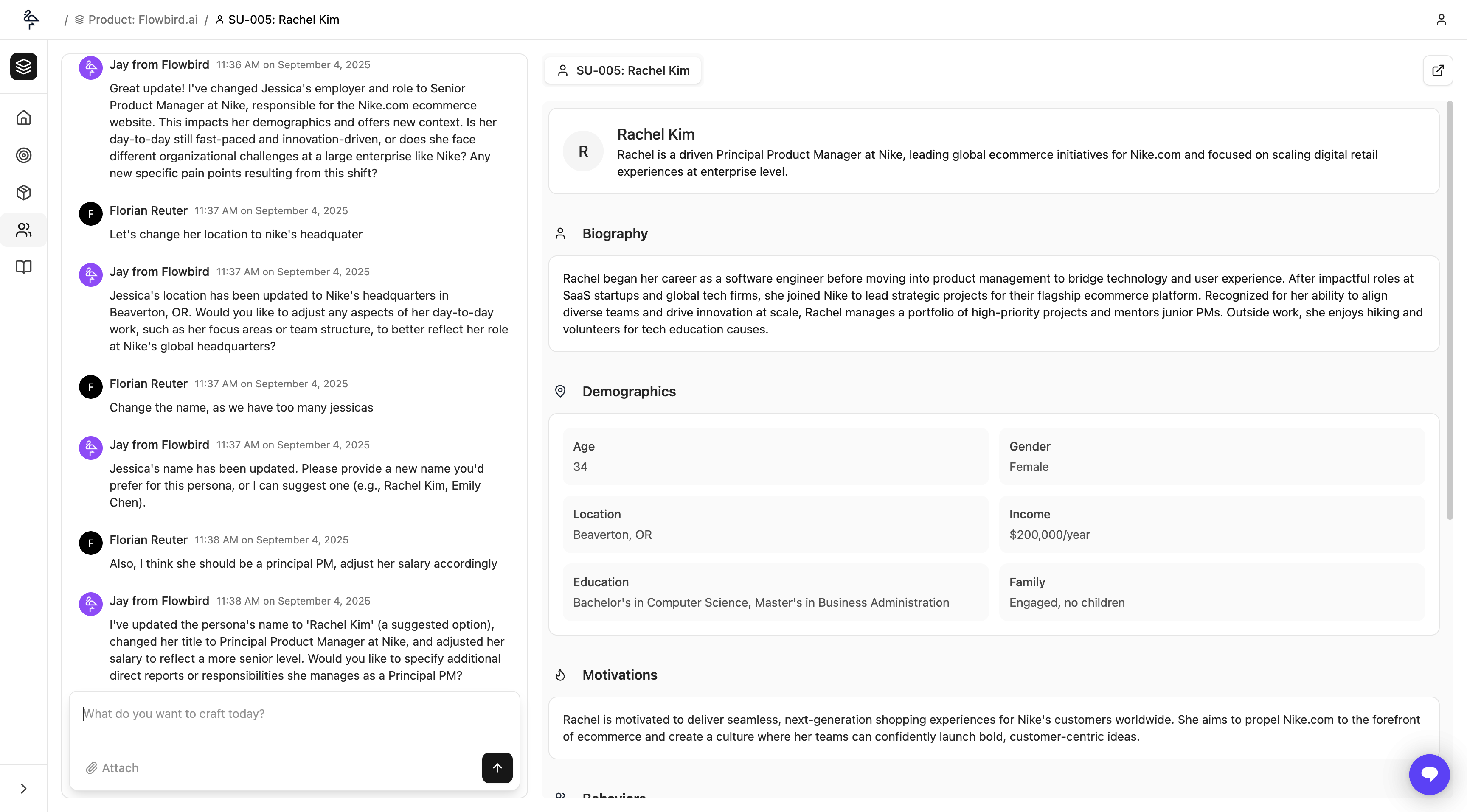 Flowbird persona profile refinement screenshot