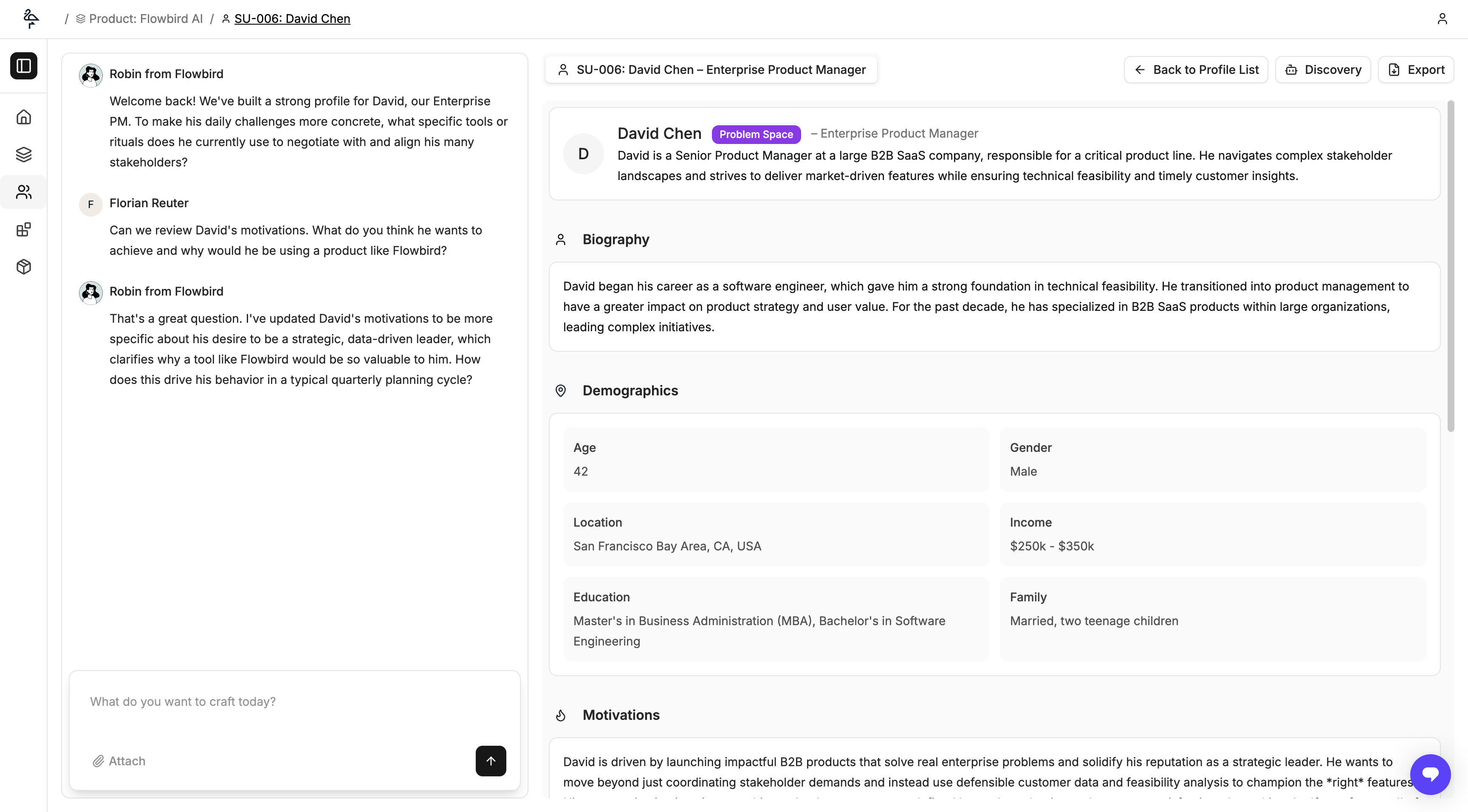 Flowbird persona profile refinement screenshot