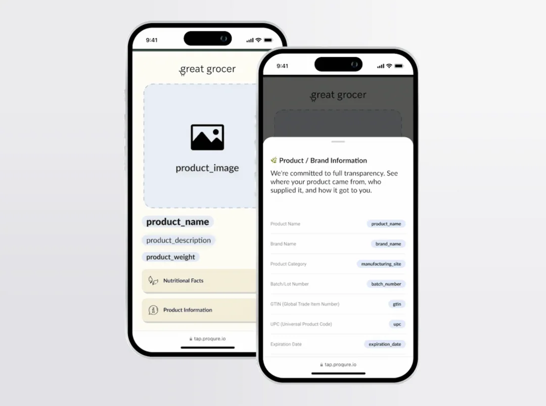 Great Grocer home brand products on phones, with product and brand information from one code