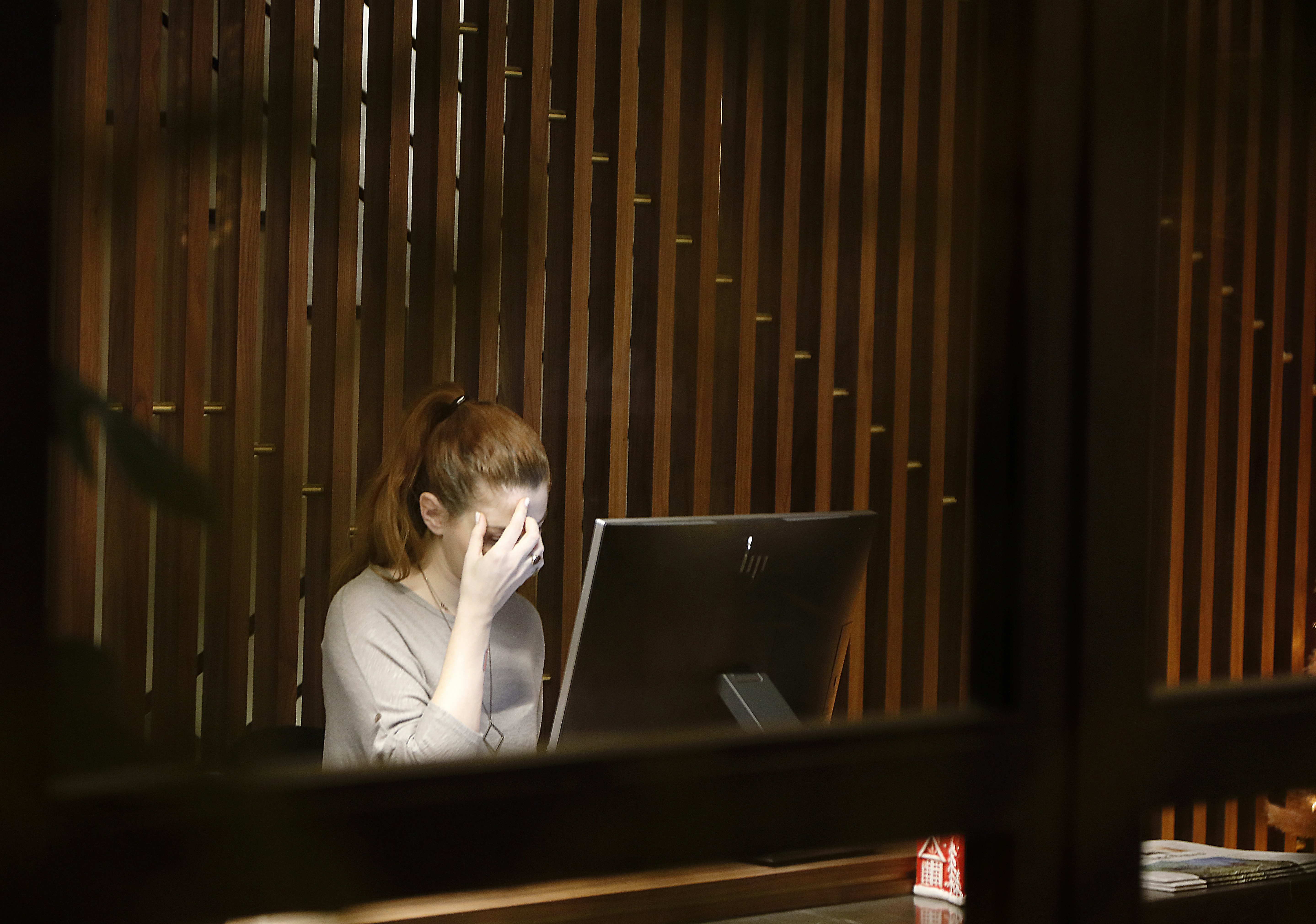 Eine Frau verzweifelt vor dem Computer