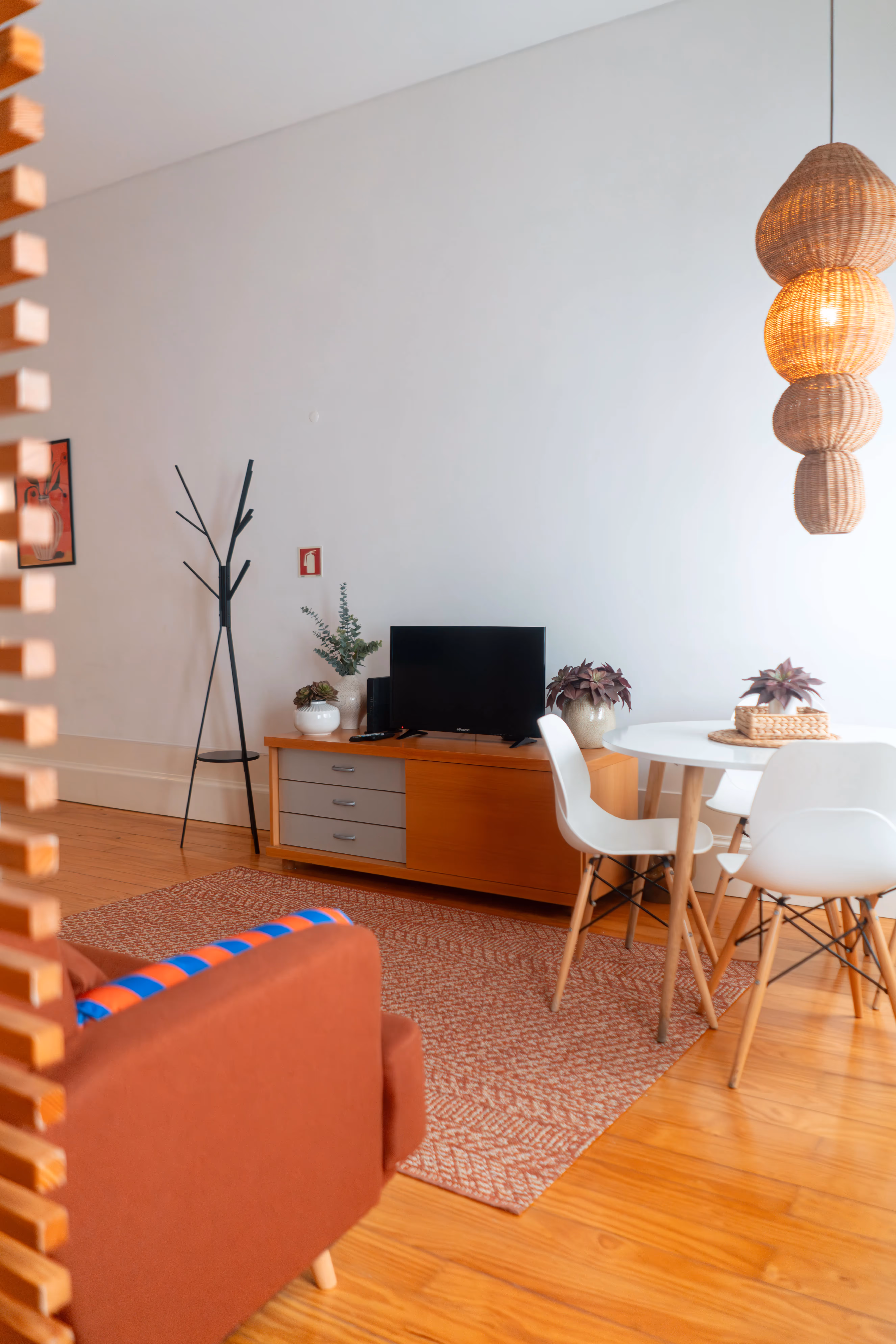 Image living room with a table and a TV.