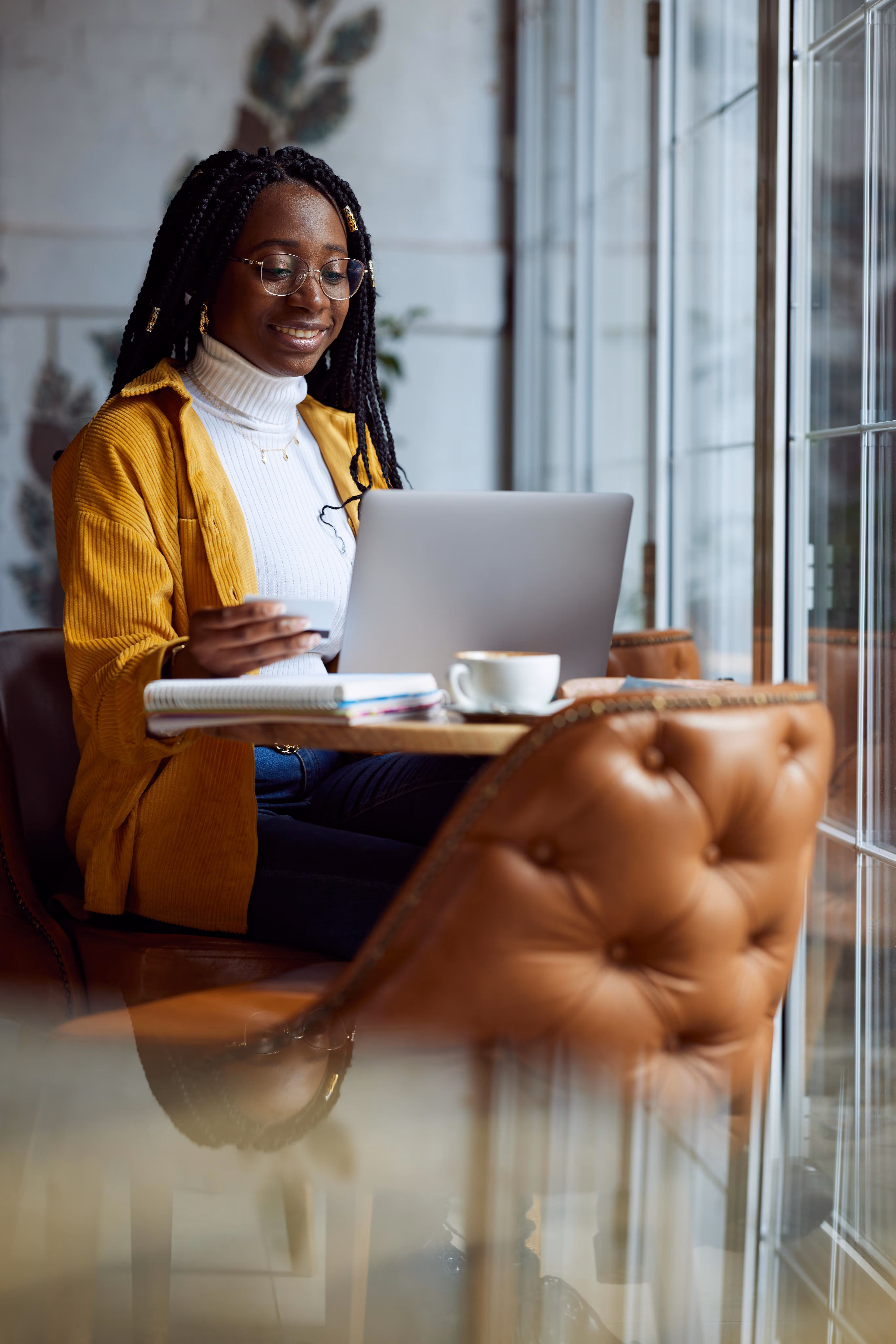 Photo of woman working on computer