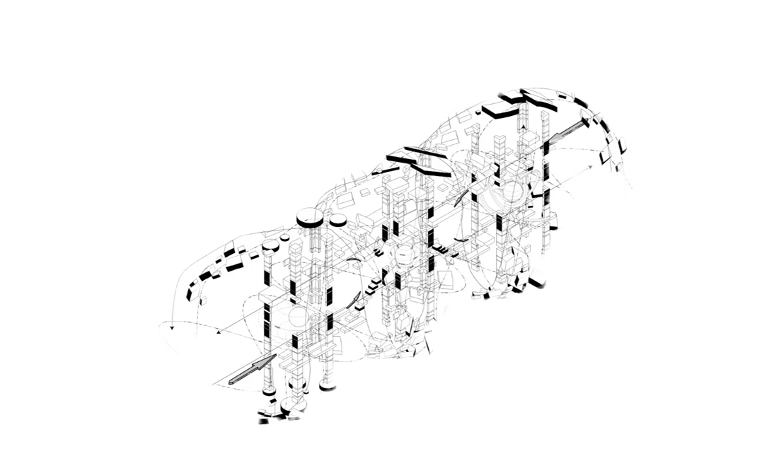 A screenshot of an abstract 3D model that resembles fragmented DNA exported into 2D 