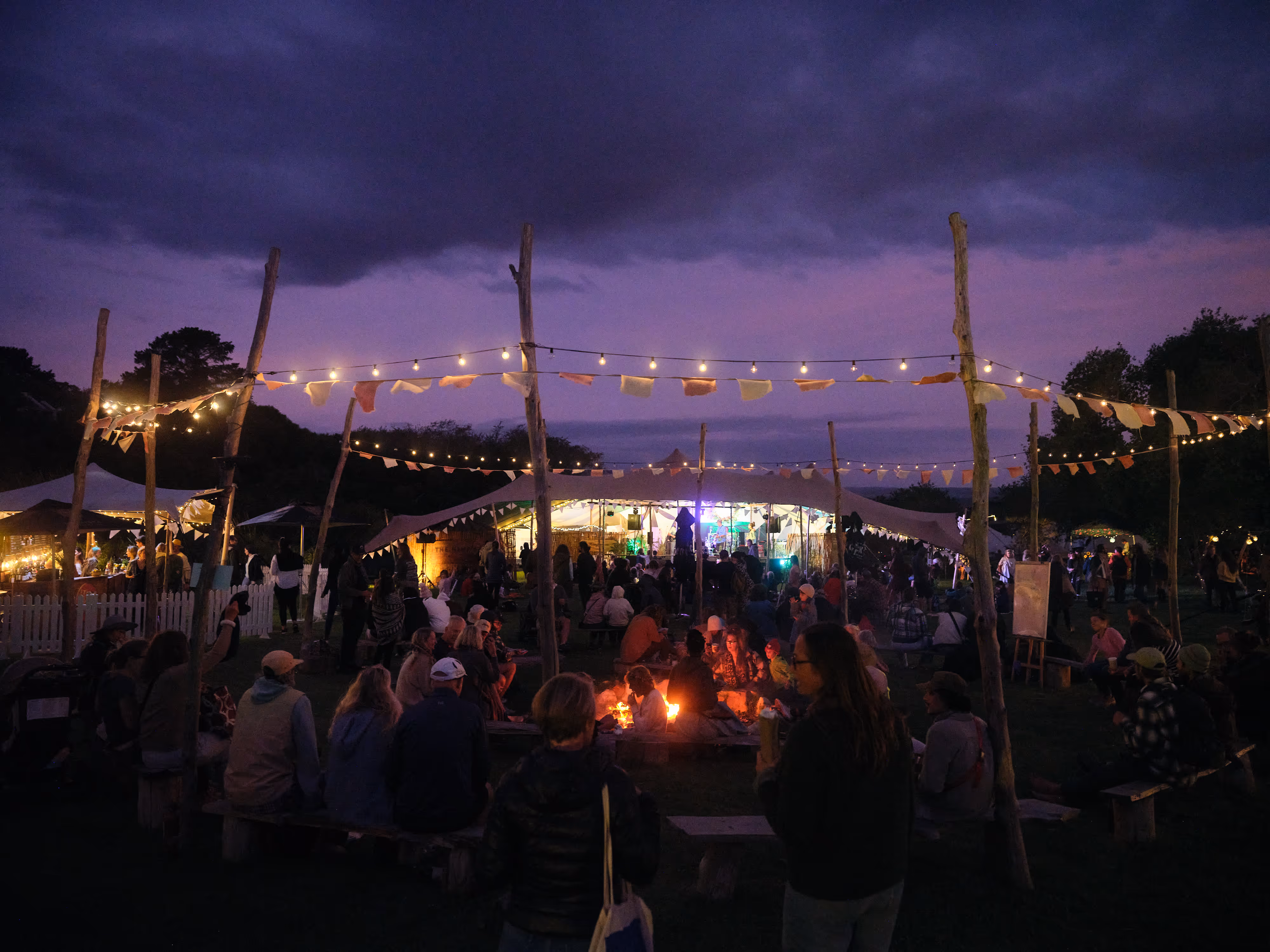 Reforest Fest at sunset around the fire