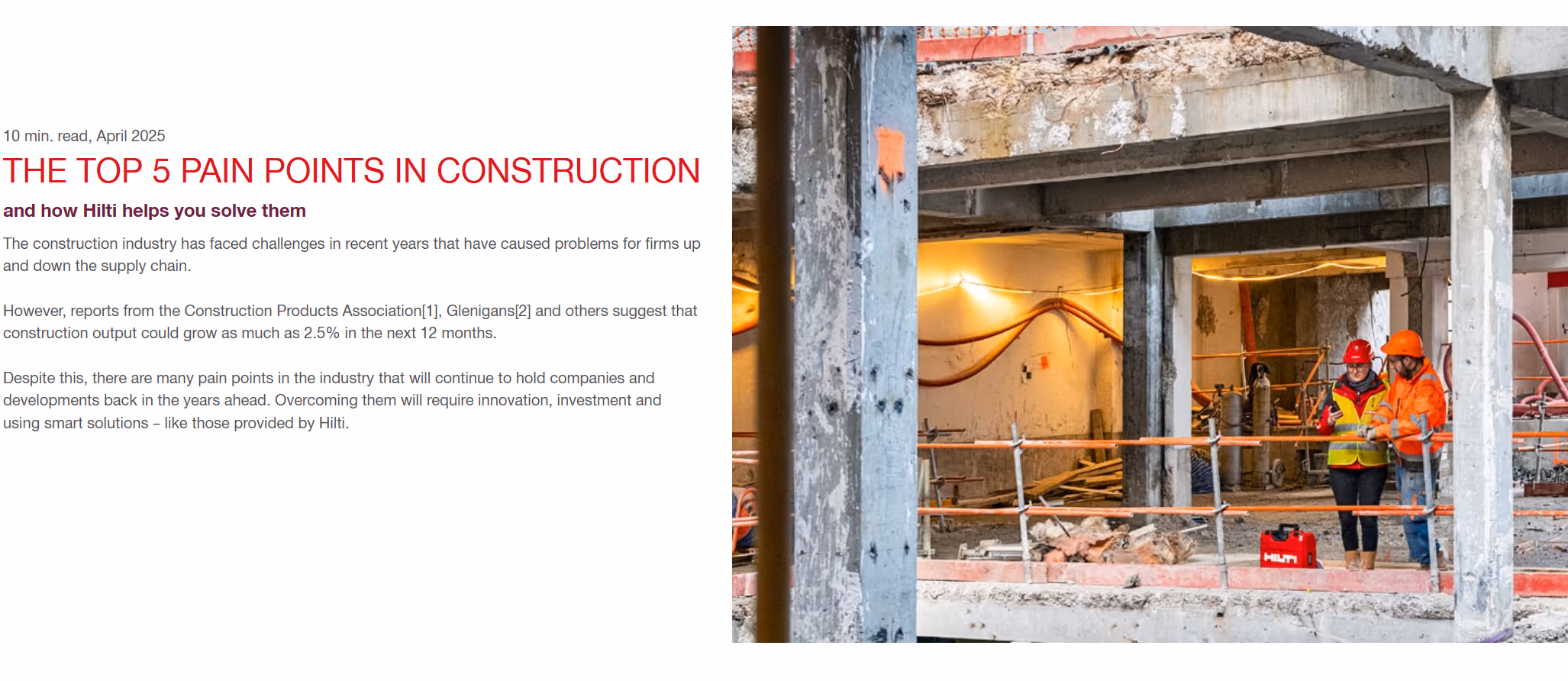 Screen shot of case study work for marketing in property & construction