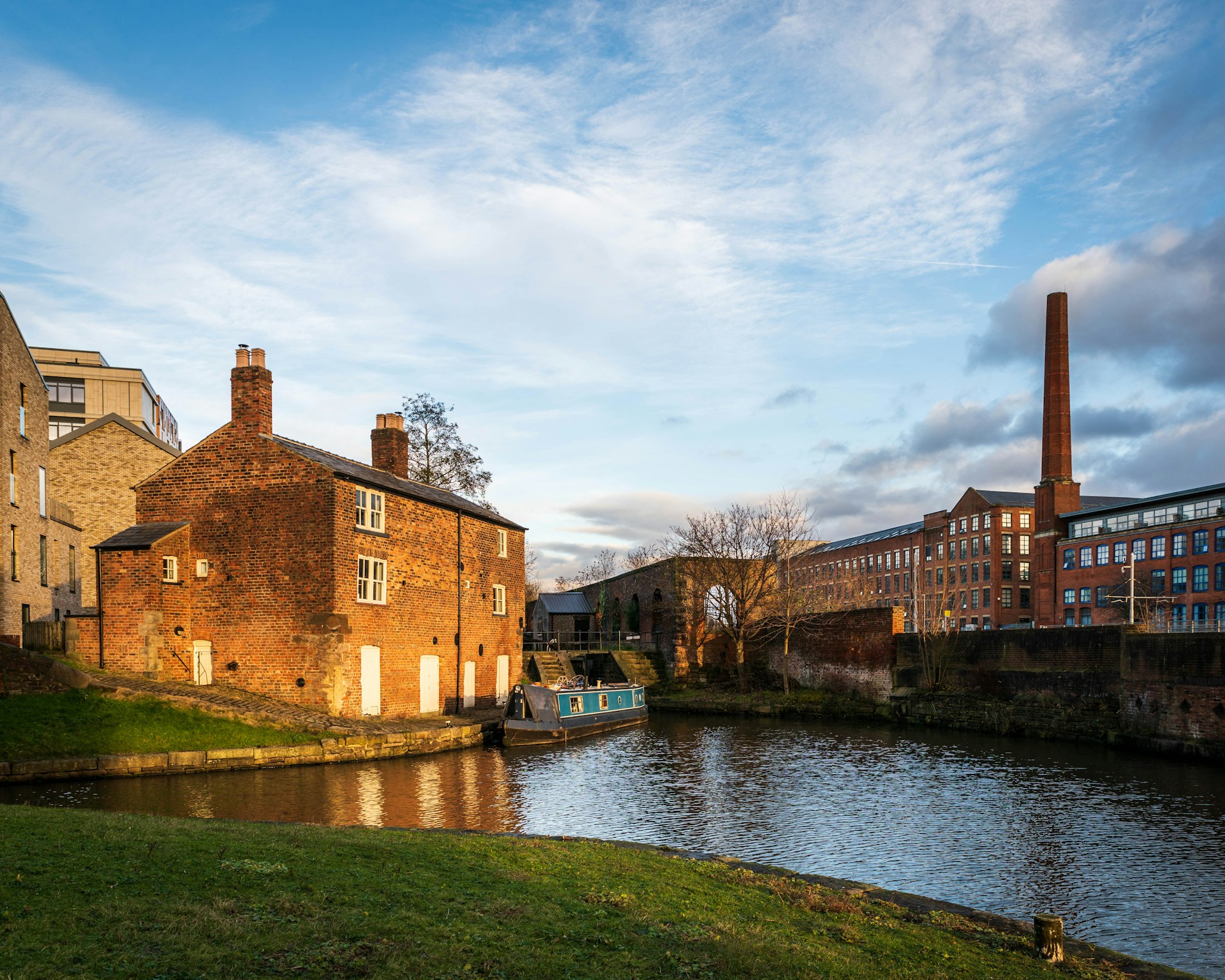 Shot of house and canal in Manchester