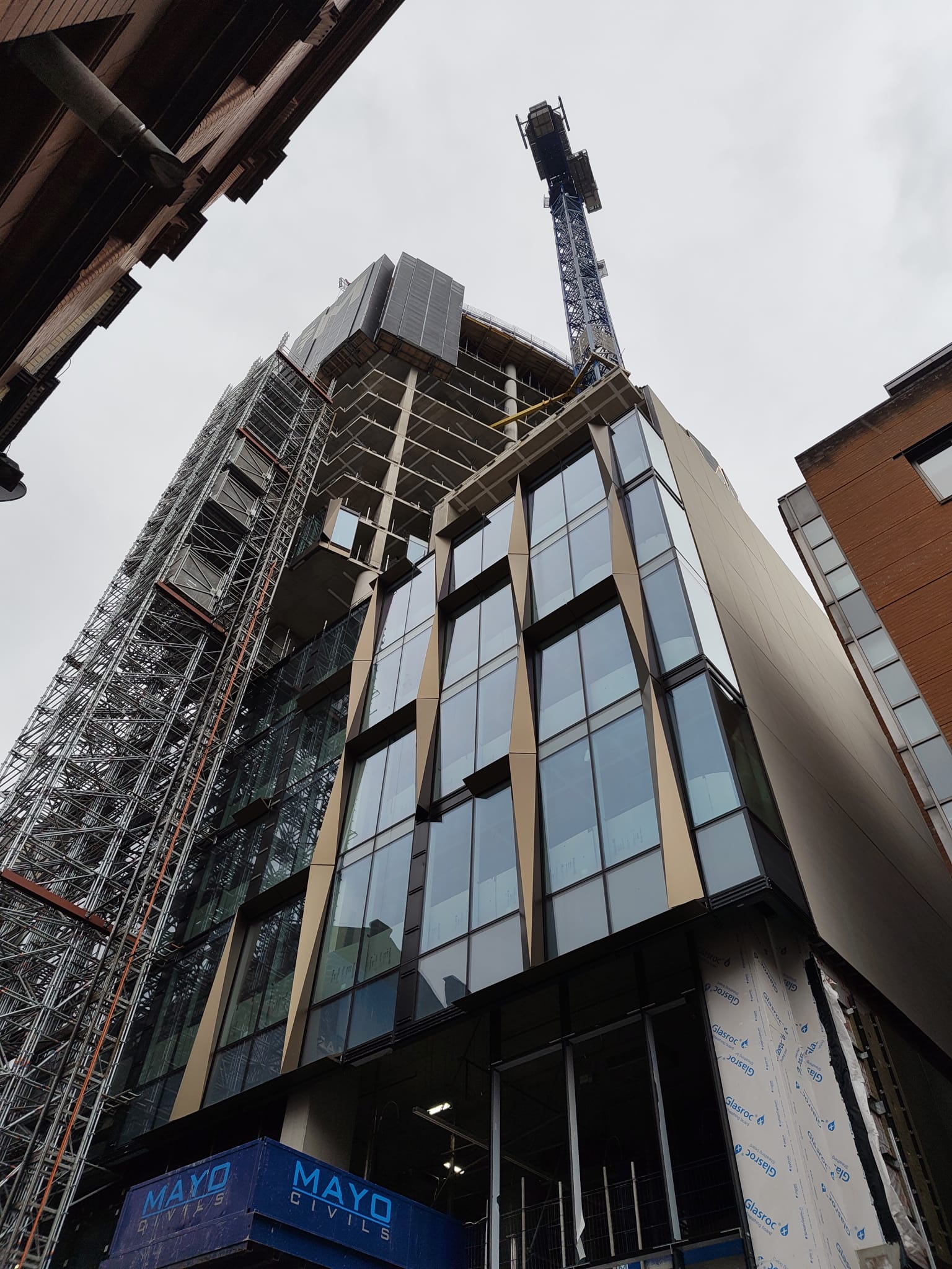 A construction site in Manchester, residential tower under contruction