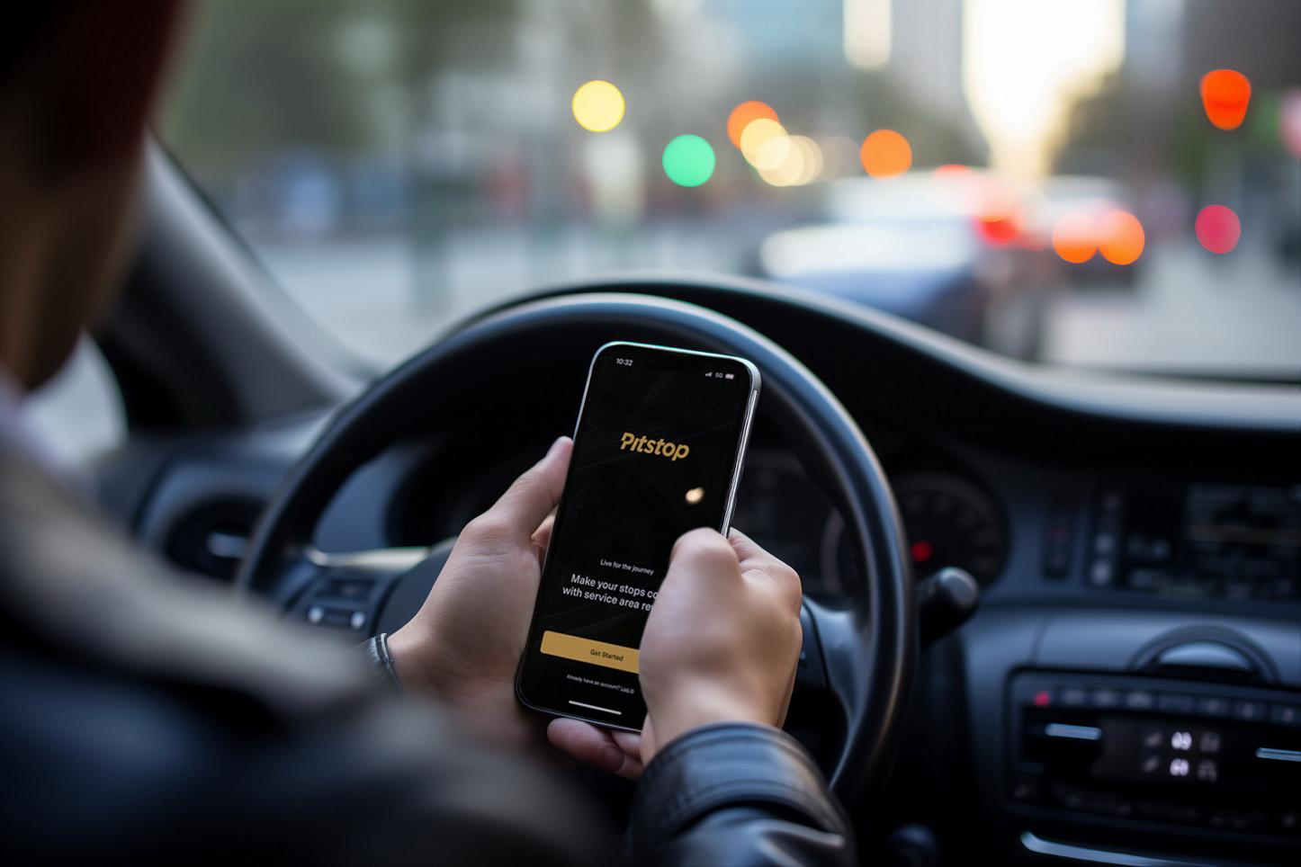 Man looking at mobile using pitstop
