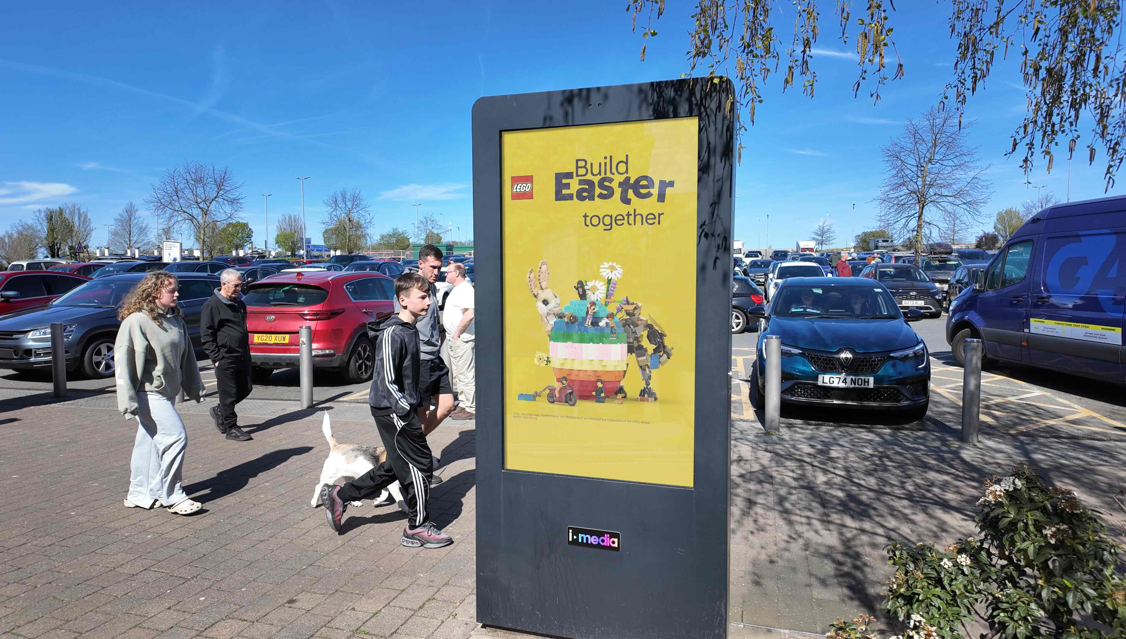 LEGO Easter ad on a Digital 6 screen at Cobham services