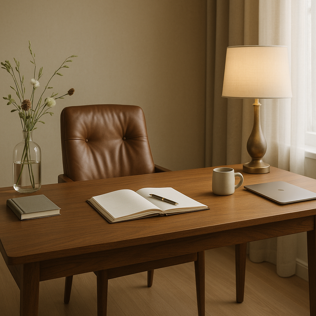 image of a tidy living room (for a cleaning service)