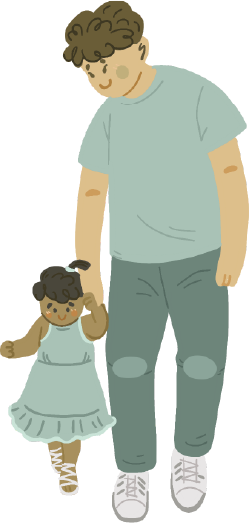 Vater hält die Hand seiner kleinen Tochter, während sie zusammen gehen.