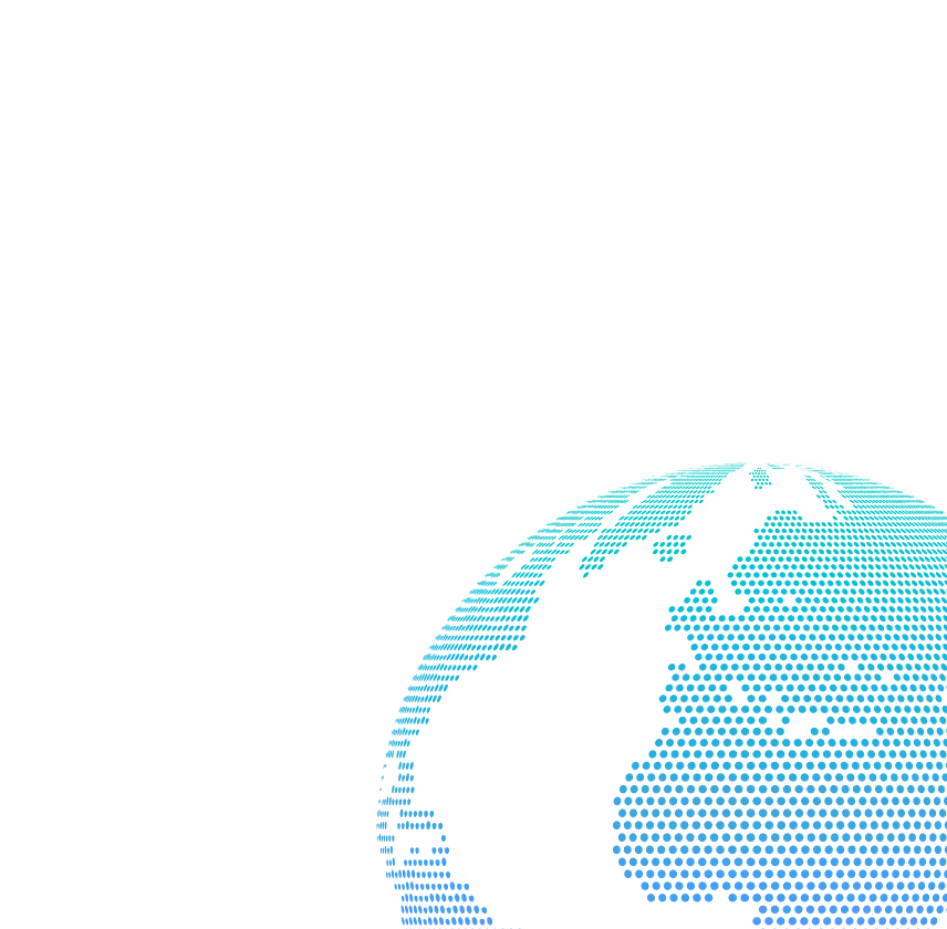 Digital globe made of blue hexagonal dots showing Europe and parts of Africa and Asia.