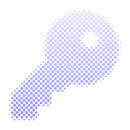 Stylized purple key icon with hole near the top and three notches at the bottom.