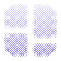 Windows logo with four blue textured squares on a black background.