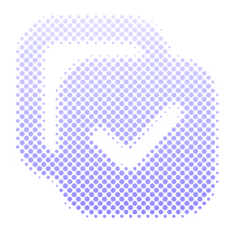 Icon showing layered documents with a checkmark on the front document.