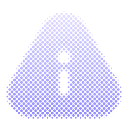 Purple triangular warning sign with an exclamation mark in the center.