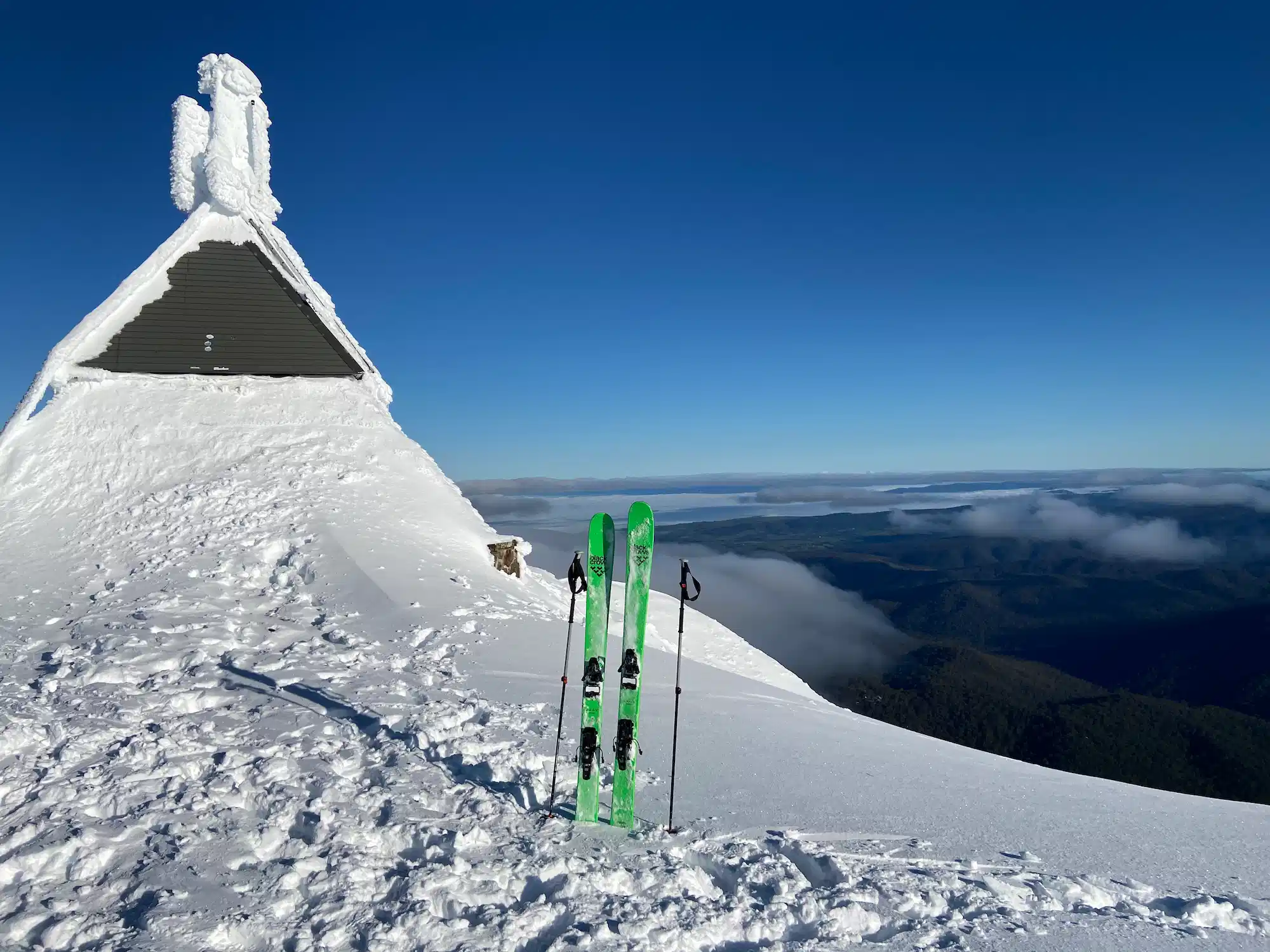 Ski poles on a mountaini
