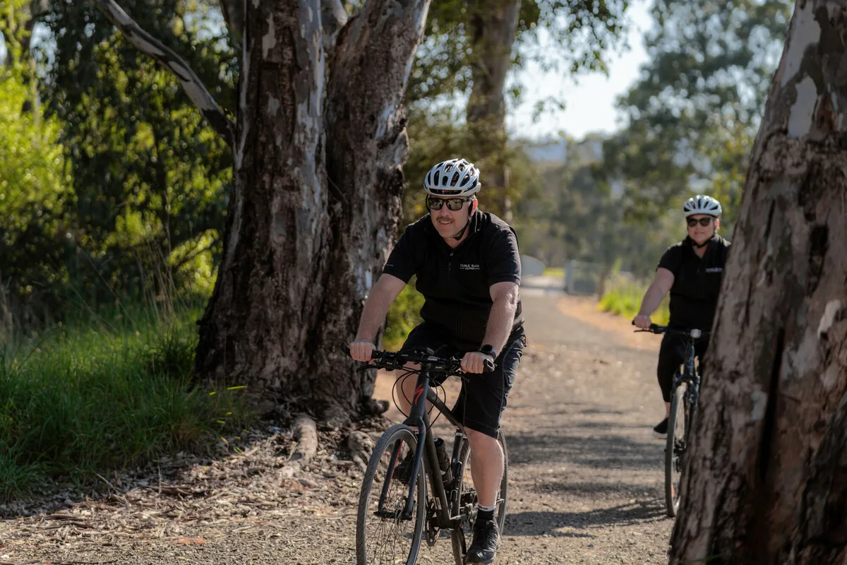 biking on a gravel road