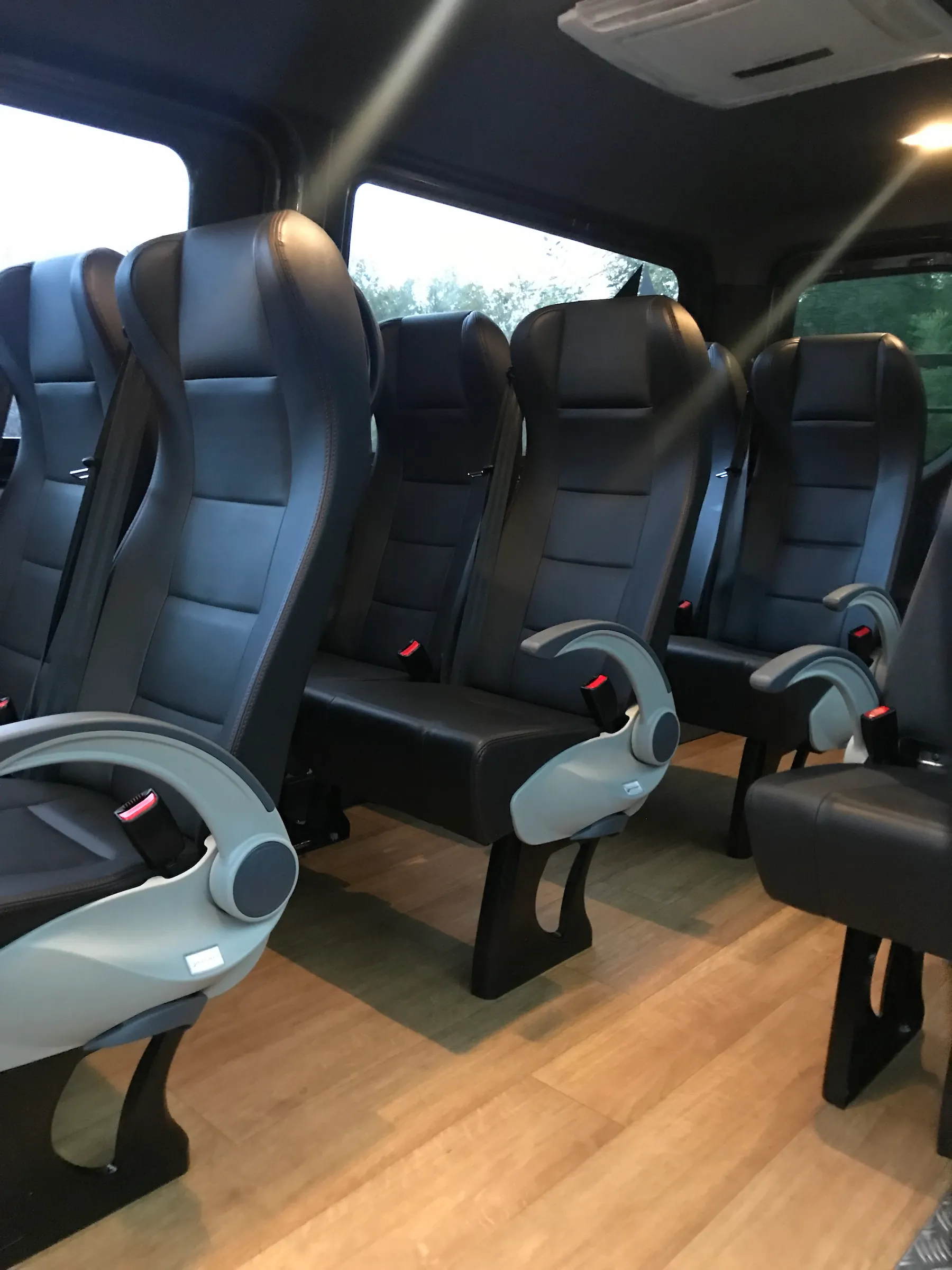 Interior of a van with seats