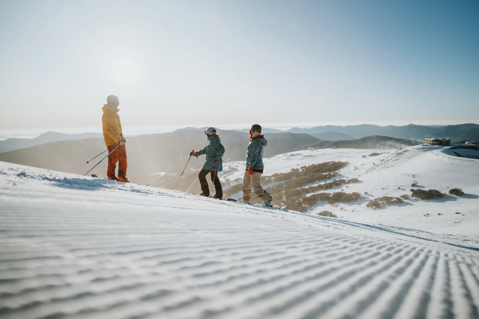 Skiiers on a snow mountain
