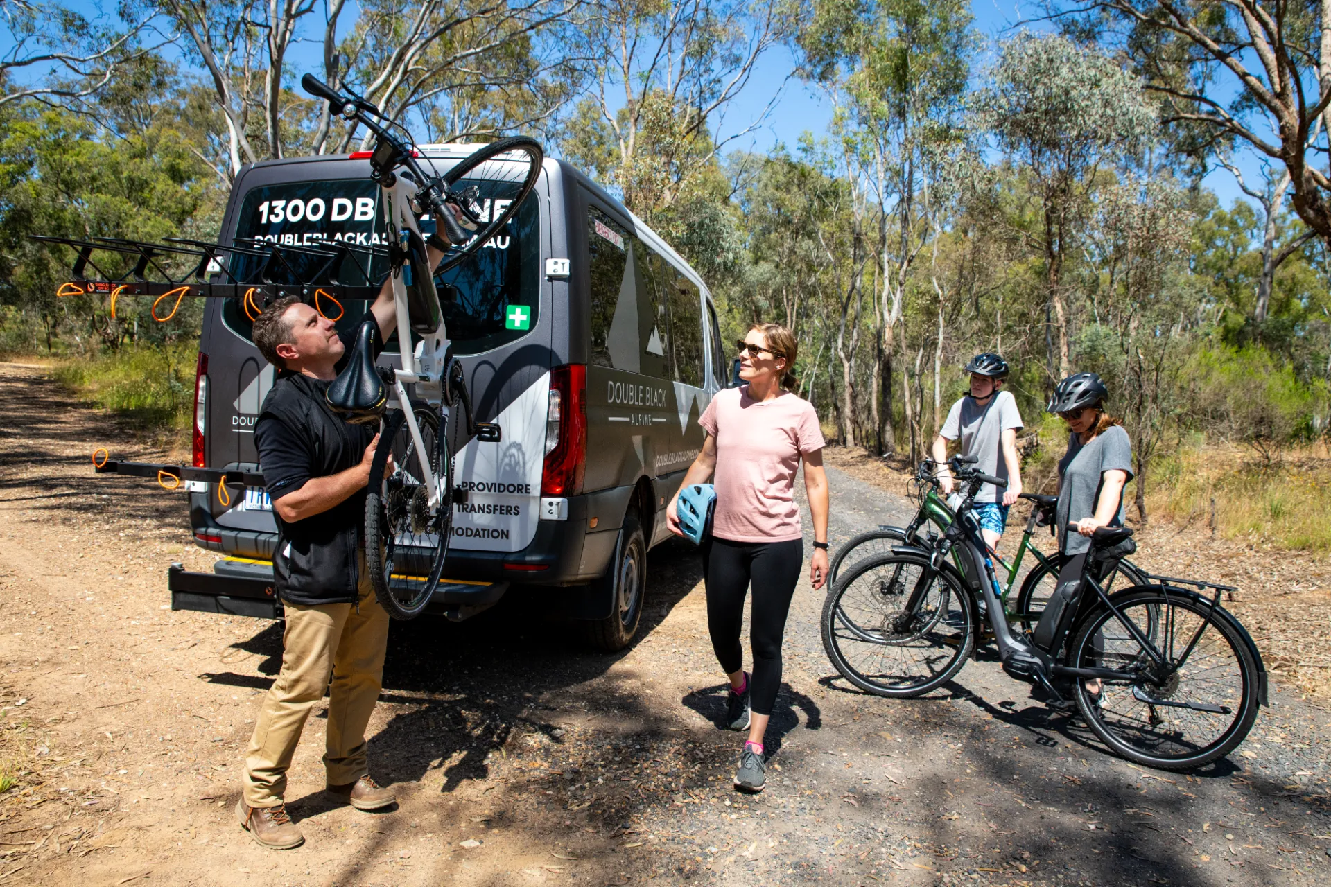 Loading bikes on to the van bike rack
