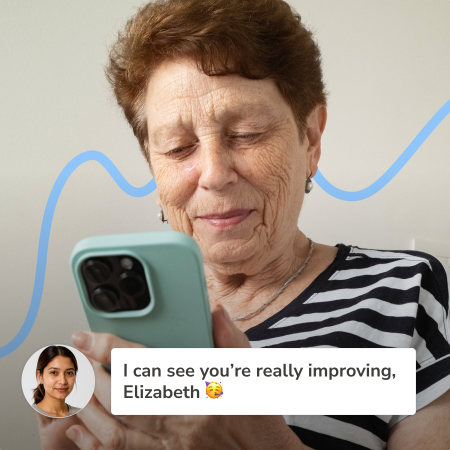 A woman holding a smartphone communicating with her nurse