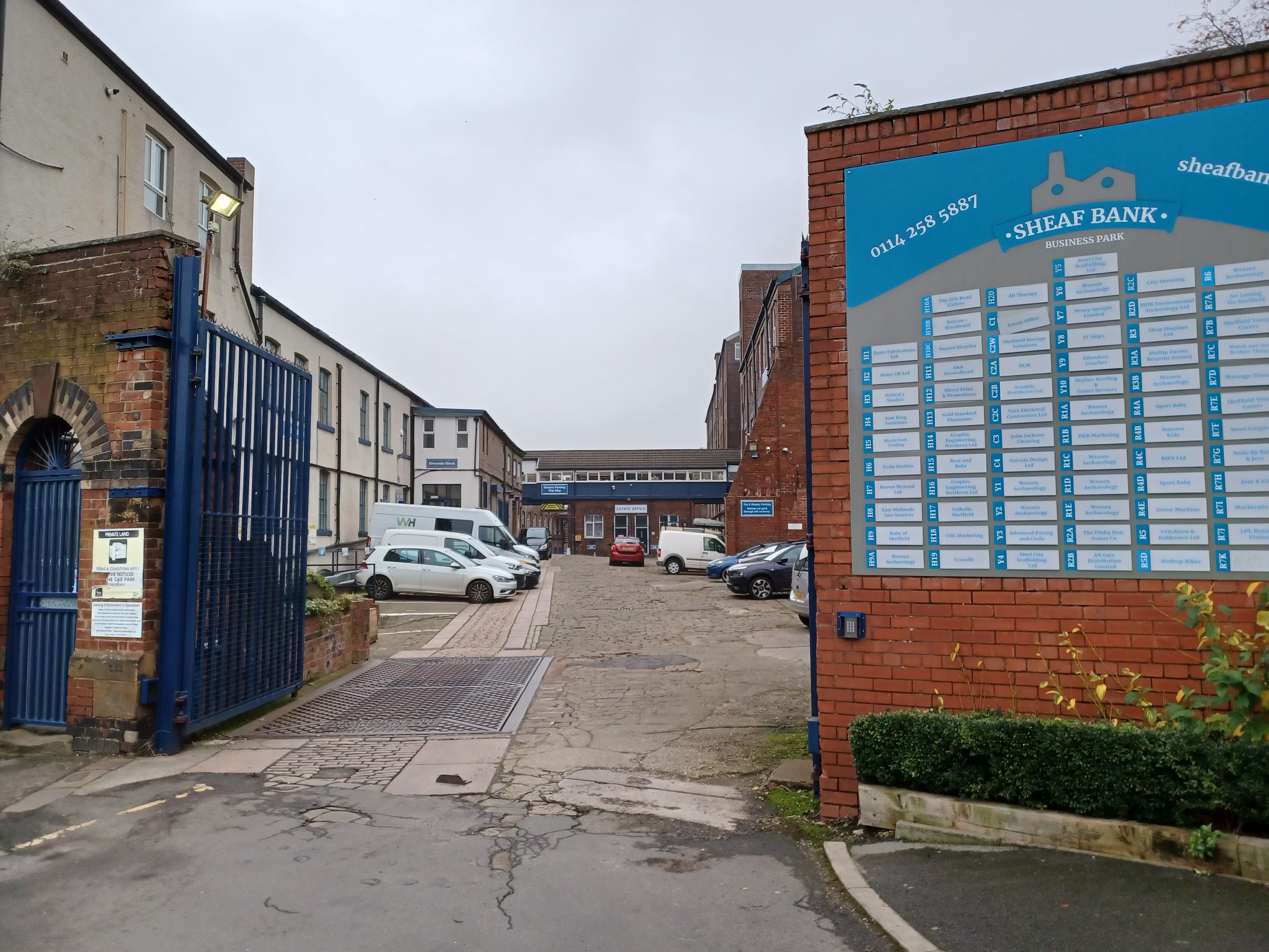 An image of the gate and yard of Sheaf Bank Business Park