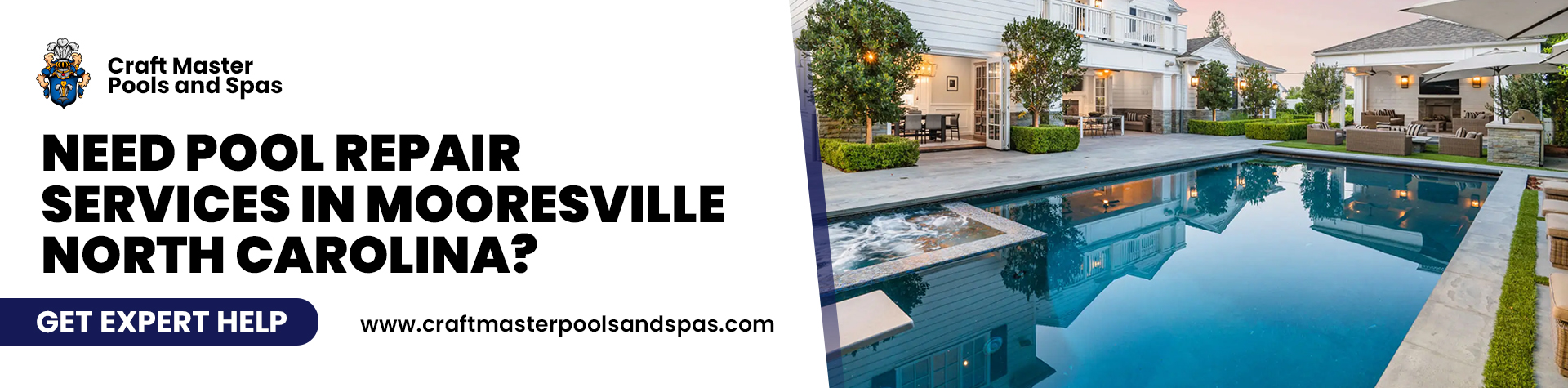 Need pool repair services in Mooresville, NC? Get expert help now. Luxury pool scene.