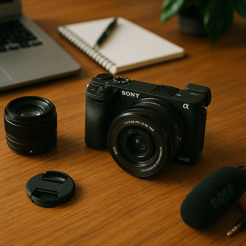 Kameras und Objektive auf Tisch – Content-Produktion und Markenfotografie