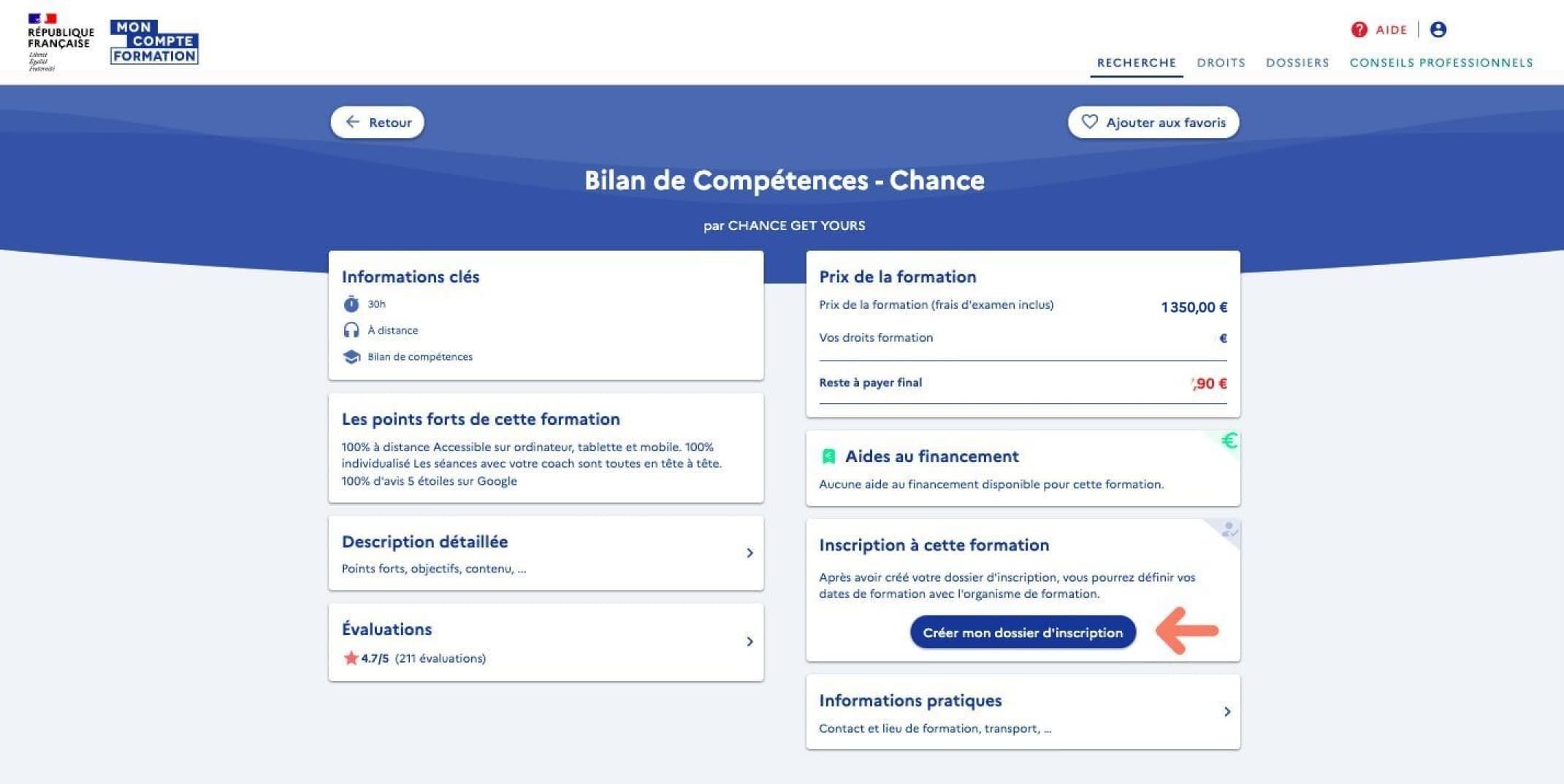 bilan de compétences CPF parcours chance reconversion professionnelle