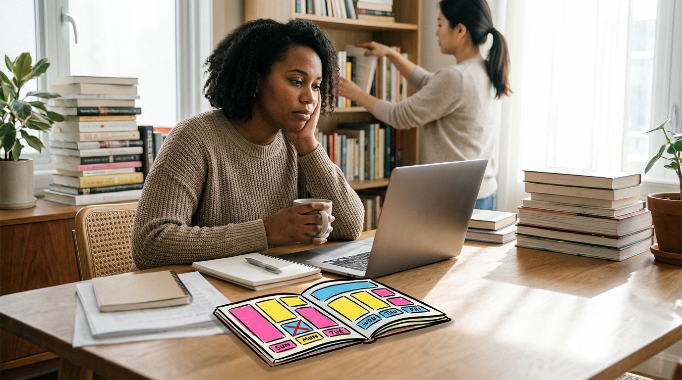 Conditions de travail d’une bibliothérapeute entrepreneure : horaires, charge, revenus, contraintes