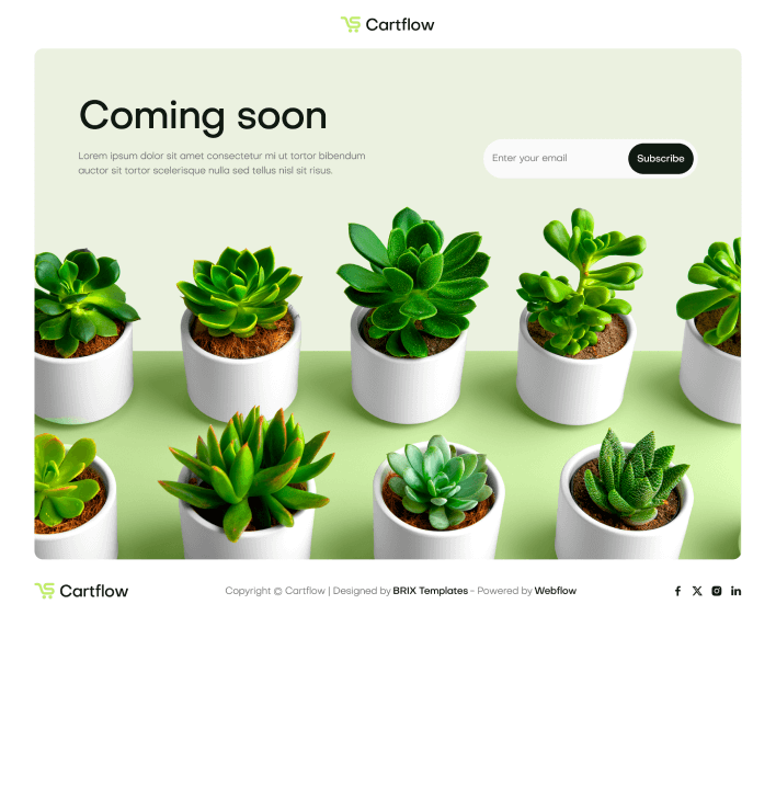 Cartflow - Coming Soon Page - Ecommerce Store Webflow Template