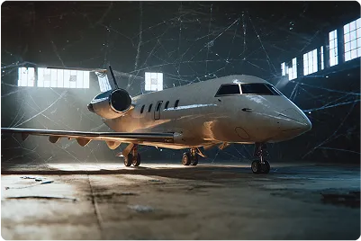 Jet in a Hangar full of dust and spider webs