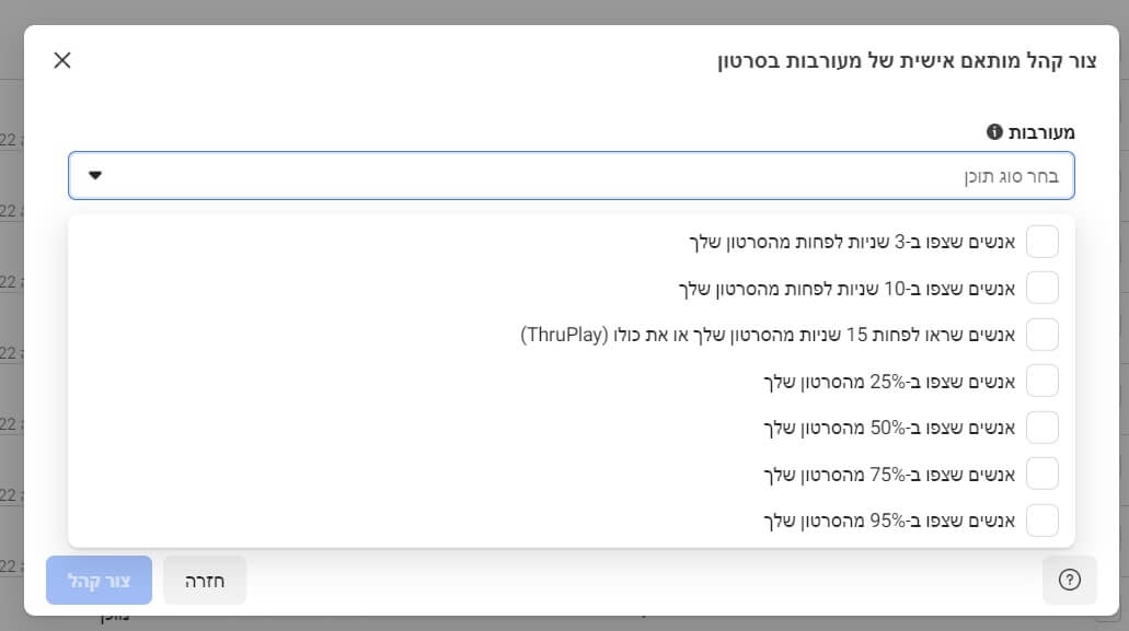 קהל לפי צפיות בסרטון