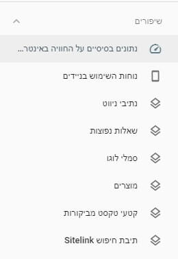 סוגי שיפורים בגוגל סרץ קונסול