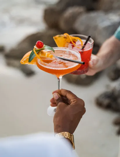 Cocktail by the sea, in the La Toubana hotel, in Guadeloupe.