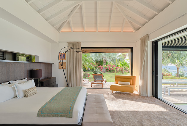 Bright living room of Villa Ayati at La Toubana Hotel & Spa, luxury villa in Guadeloupe.