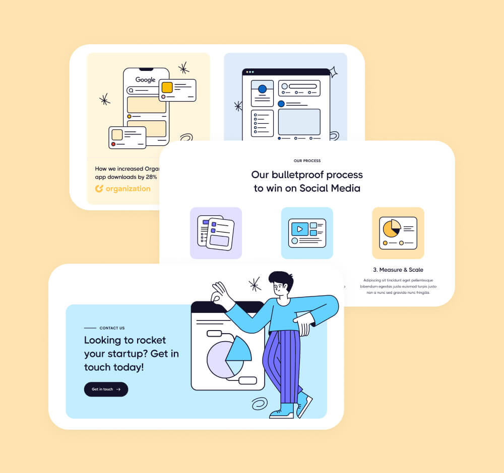 Sections Included - Rocket X Webflow Template
