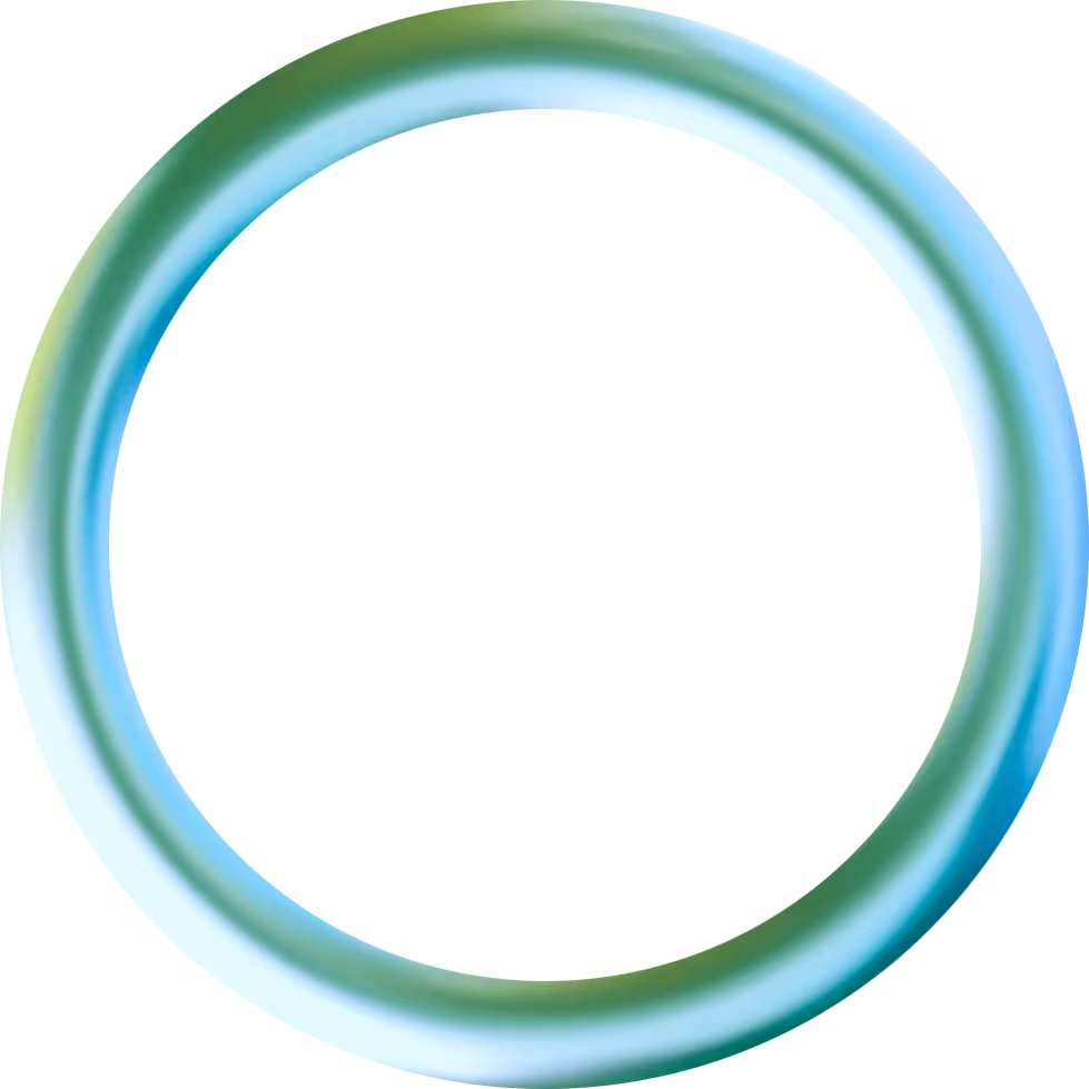A blue and green circle with a white background.
