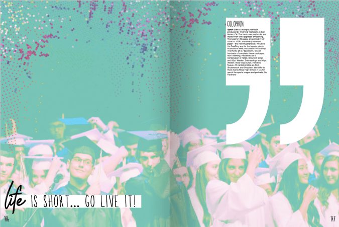 High school Yearbook colophon made with Treering's Spectrum theme